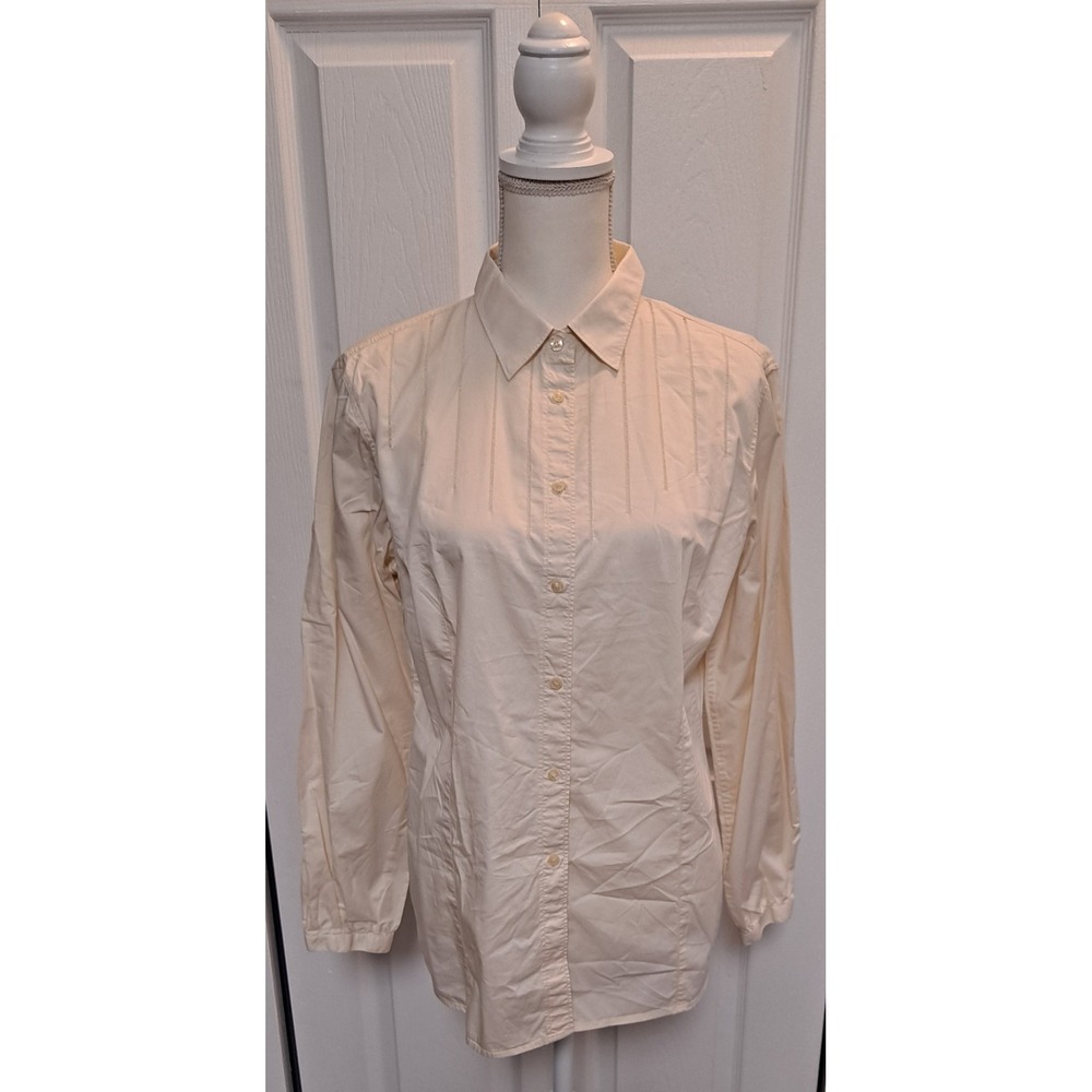 Vintage RM Williams Womens Solid Off White Long sleeve Shirt Button Up Size‎ 14